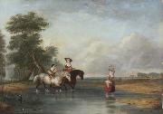 Cornelius Krieghoff Fording a River oil painting on canvas